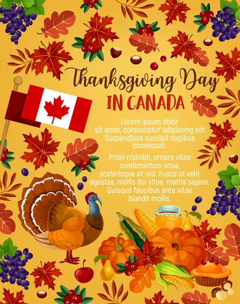 Ημέρα των Ευχαριστιών διάνυσμα καναδική χαιρετισμό αφίσα — Διανυσματικό Αρχείο