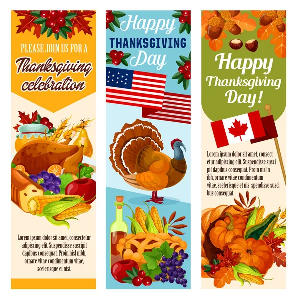 Vecteur de jour de Thanksgiving Bannières canadiennes — Image vectorielle