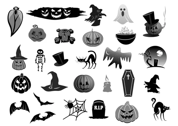 Icônes isolées vectorielles pour Halloween fête de vacances — Image vectorielle