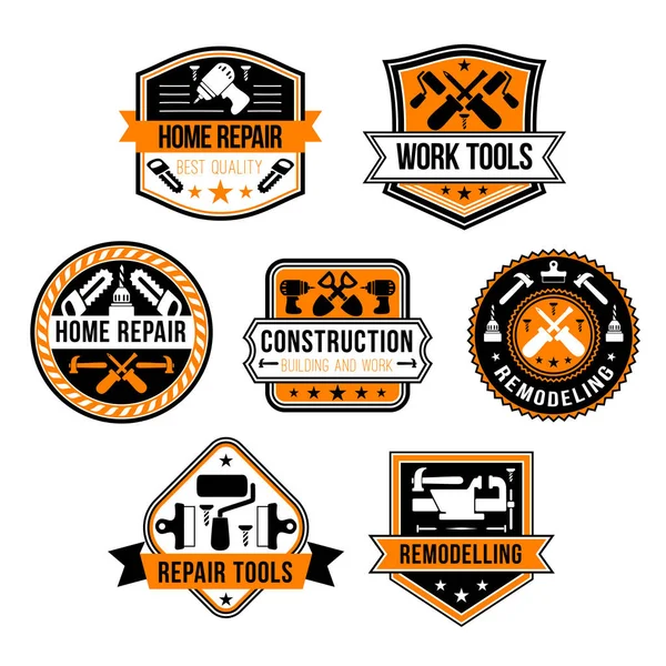 Vector work tools for home repair icons set — Stock Vector