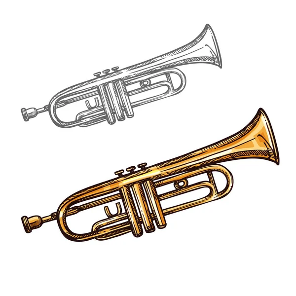 Векторний ескіз труби музичний інструмент — стоковий вектор