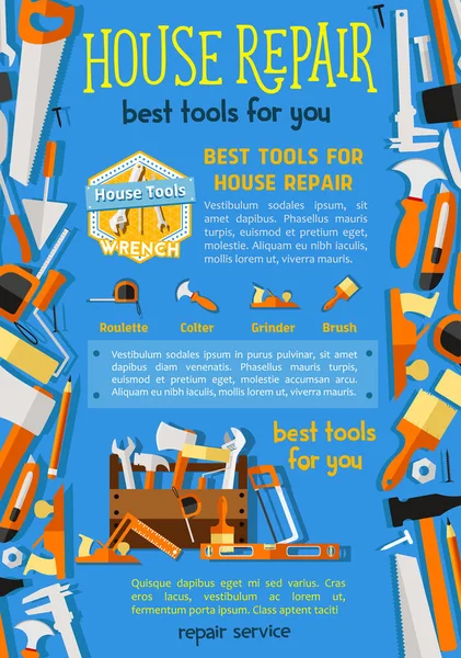 Vector gereedschap voor huis reparatie poster — Stockvector