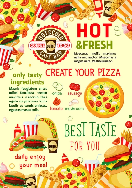 Fast food ristorante snack vettore poster — Vettoriale Stock