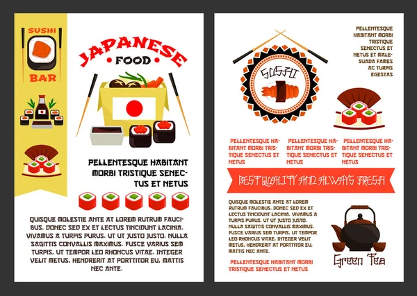Affiche de menu vectoriel pour les sushis japonais — Image vectorielle