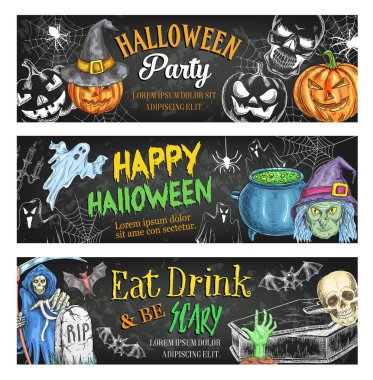 Cadılar Bayramı vektör çizim tatil partisi için afişler