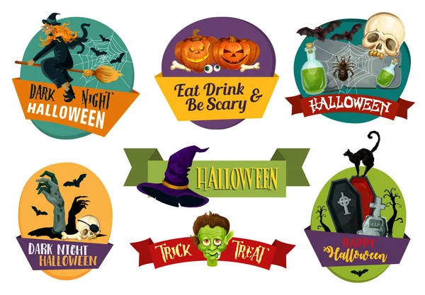 Halloween vector iconen voor partij groet — Stockvector