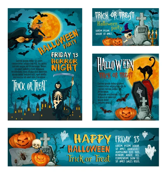 Halloween-Banner Vorlage für Feiertags-Party-Design — Stockvektor