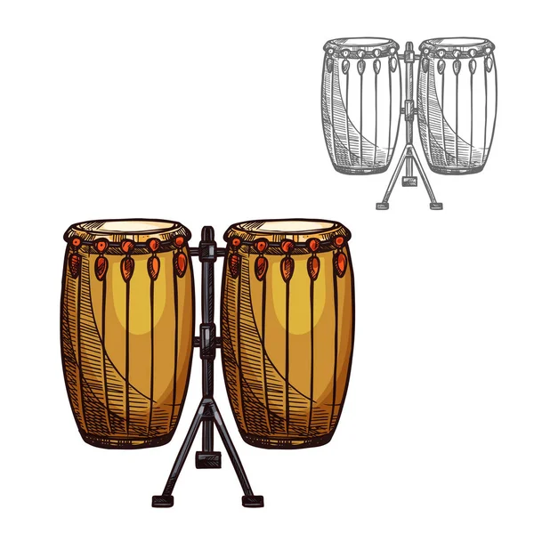Vector skiss folkliga trummor musikinstrument — Stock vektor