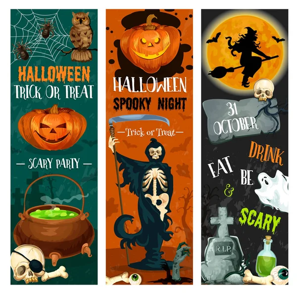 Halloween party vektor skiss holiday natt banner — Stock vektor