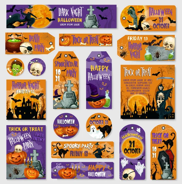 Cadılar Bayramı tatil spooky parti etiketi, etiket tasarımı