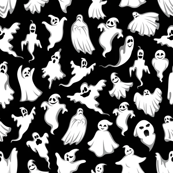 不気味な幽霊のハロウィーン休日シームレス パターン — ストックベクタ
