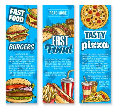 Fast food Restoran Menü vektör kroki afiş