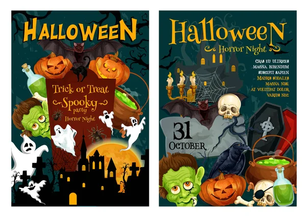 Halloween gece parti posteri hayalet ve kabak