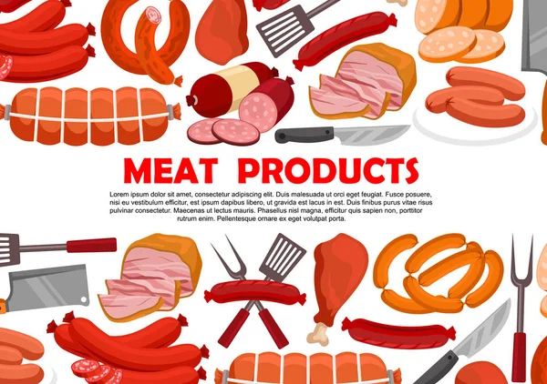 Cartaz vetorial de produtos à base de carne fresca — Vetor de Stock