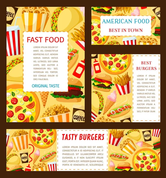 Vettoriale fast food poster modelli di ristorante — Vettoriale Stock