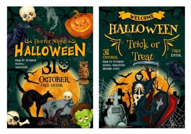 Cadılar Bayramı tatil korku parti davet edici afiş