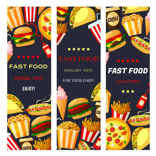 Banery restauracji fast food wektor zestaw — Wektor stockowy