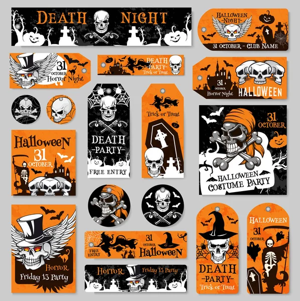 Etiqueta de Halloween e etiqueta fot design de festa de férias — Vetor de Stock