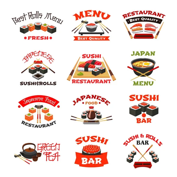 Icônes vectorielles pour les sushis japonais — Image vectorielle