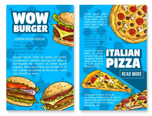Poster szkic wektor fast food restauracja burger — Wektor stockowy