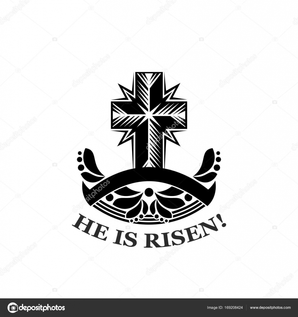 Easter He is Risen church cross vector icon — Stock Vector © Seamartini 169208424