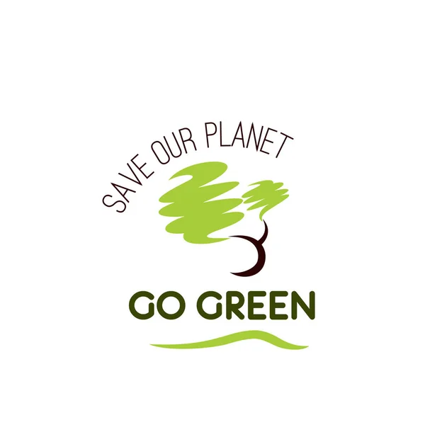 Go green save planet ecology tree vector icon — Stock Vector