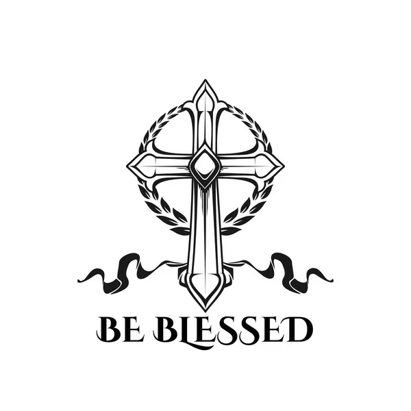 Пасхальный крест быть благословенным векторная религия цитата икона — стоковый вектор