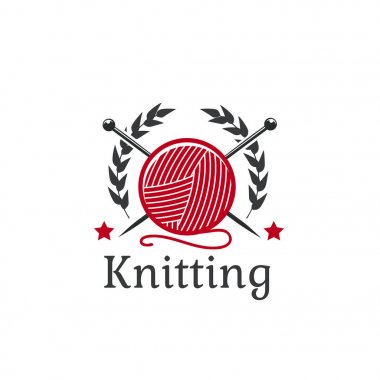 Örgü vektör simge yün iplik clew iğneler