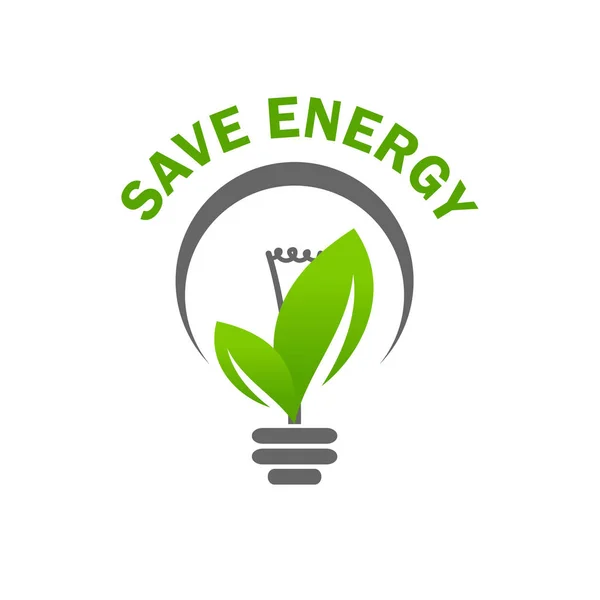 Green leaf light lamp bulb save energy vector icon — Stock Vector