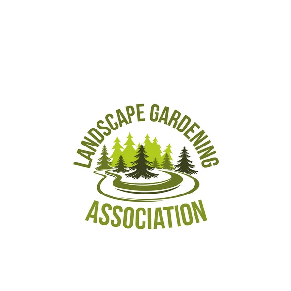 Verde albero paesaggio giardinaggio icona vettoriale — Vettoriale Stock