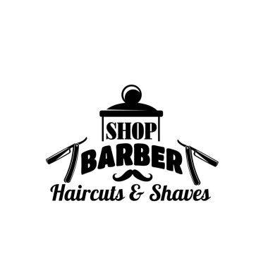 Berber vektör bıyık ve jilet vektör simgesi