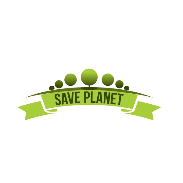 惑星ベクター アイコン保存グリーン エコロジー ツリー — ストックベクタ