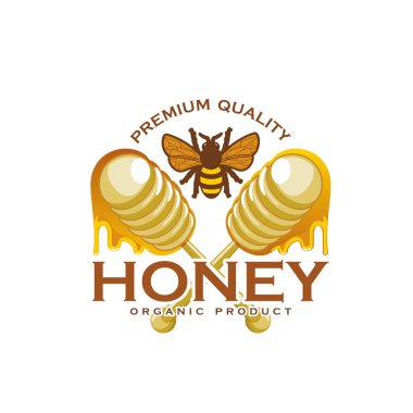 Bal arı ve daldırma sopa ürün vektör simgesi