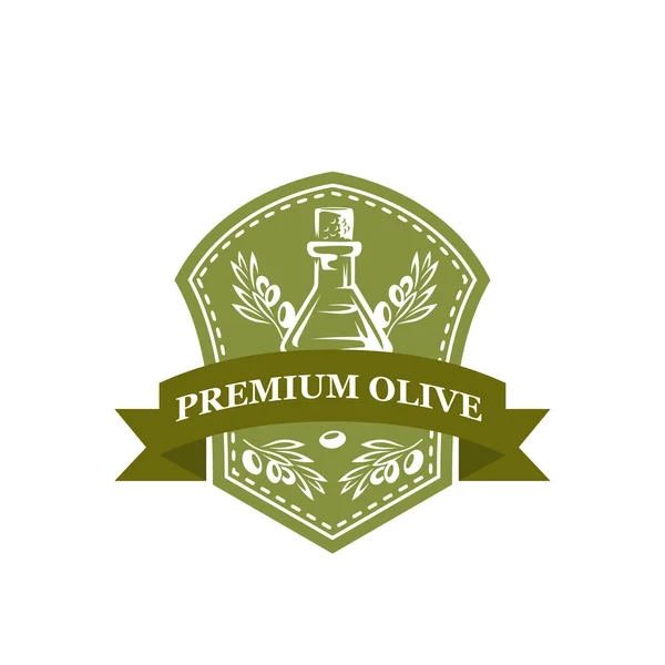 Premium butelka oliwy z oliwek wektor ikona oliwki — Wektor stockowy