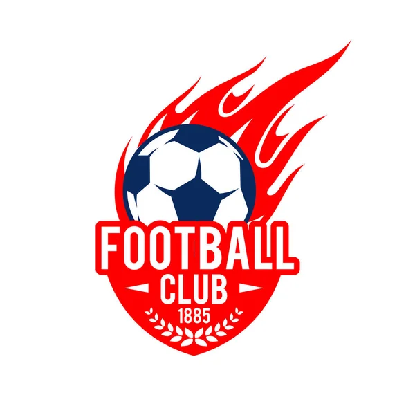Fútbol club de fútbol placa vector bola de fuego icono — Vector de stock