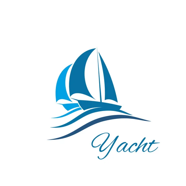 Yachtboot Welle Symbol für Sport Segel Reise-Club — Stockvektor