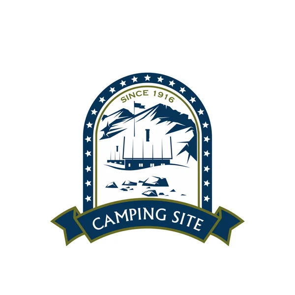 Camping vector deporte montaña senderismo icono — Vector de stock