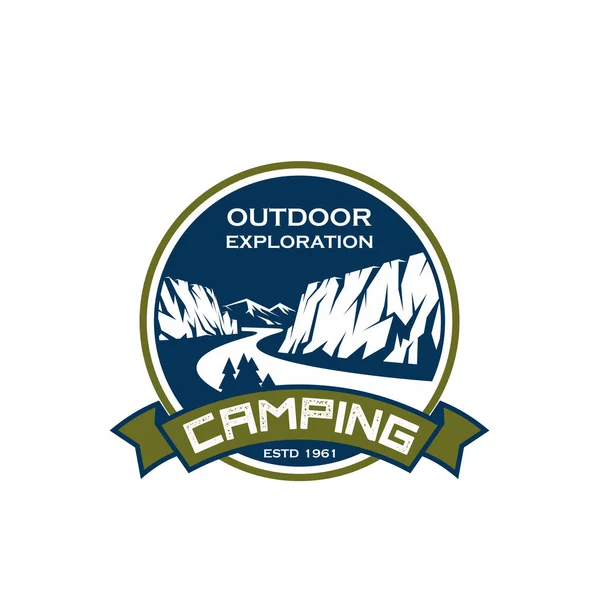 Camping sport prospektering mountain vektor symbol — Stock vektor