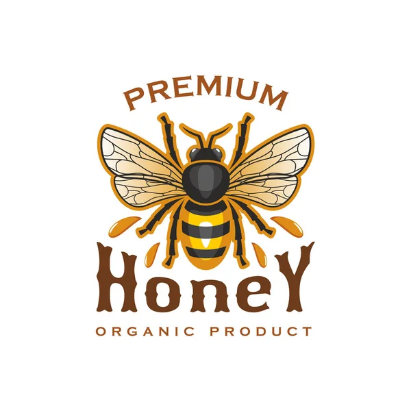Organik ürün etiketi için bal arı vektör simgesi