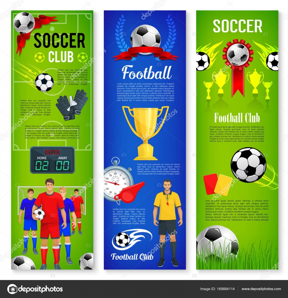 Soccer or football sport game banner template set Stock Vector With Soccer Referee Game Card Template