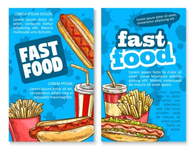 Fast food yemek kroki poster şablonu tasarım ayarla