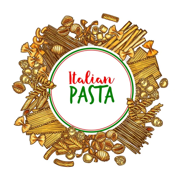 Bandiera vettoriale della pasta dello sketch degli spaghetti italiani — Vettoriale Stock