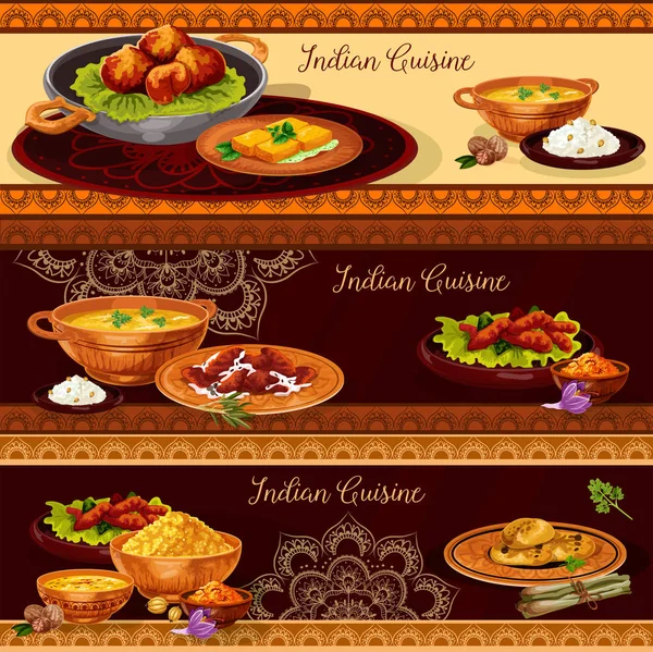 Ινδική κουζίνα εστιατόριο banner για το σχεδιασμό του Θαλή — Διανυσματικό Αρχείο