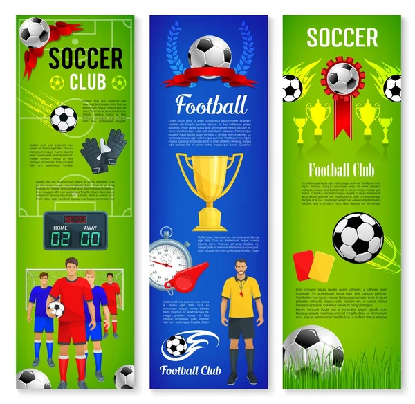 Soccer or football sport game banner template set — Stock Vector