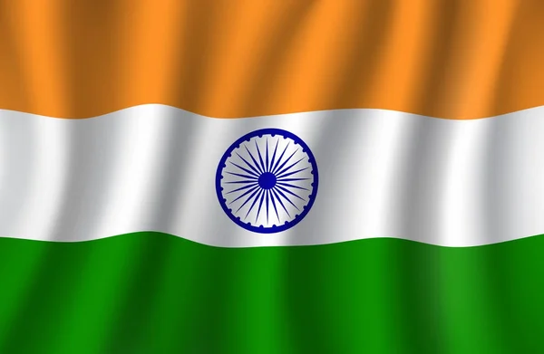 Bandera india 3d vector, bandera nacional de la India — Vector de stock