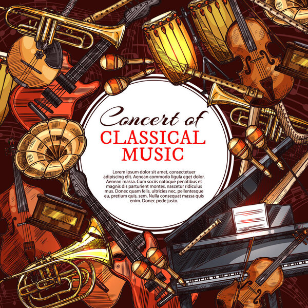 Musical instrument poster for music concert design