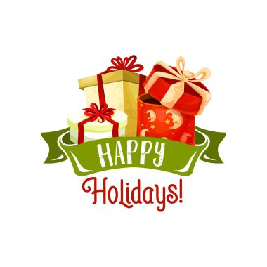 Neşeli Noel hediye tatil vektör tebrik kartı