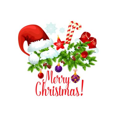 Hediye, top ve şeker simgesi ile Noel ağacı