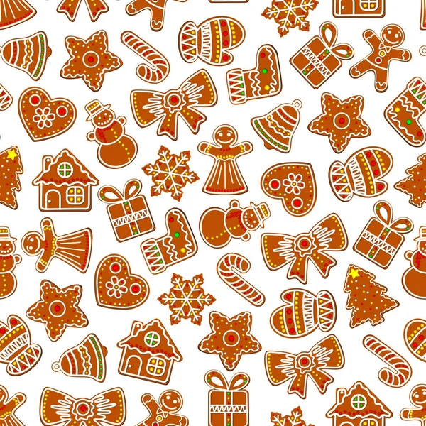 Christmas vector holiday seamless cookie pattern — Stock Vector