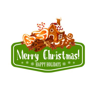Christmas gingerbread cookie greeting card design clipart